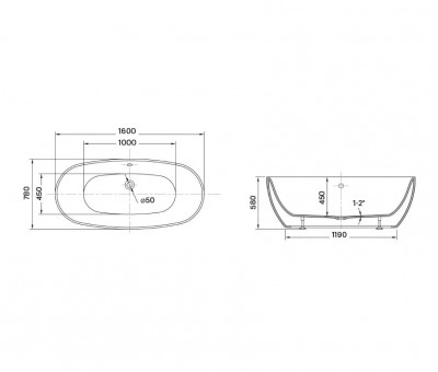 Wellis Oval kád 160X78X58